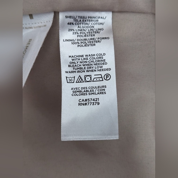 Ann Taylor Linen Cotton Women's  One Button‎ Office Career Blazer Size 18T - Picture 4 of 8